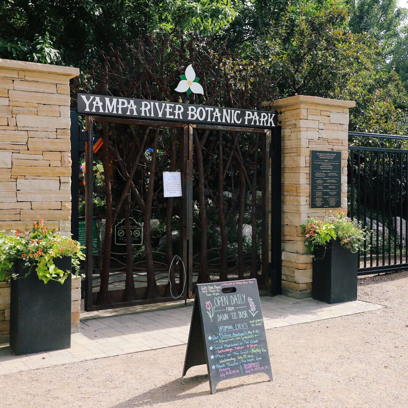 Yampa River Botanic Park gated entrance