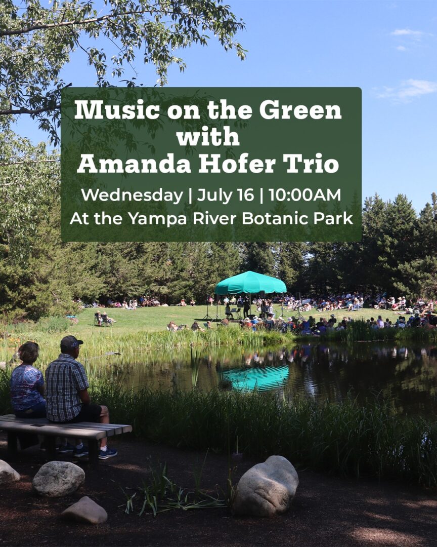 Advertisement for Amanda Hofer Trio performing during Music on the Greens event.